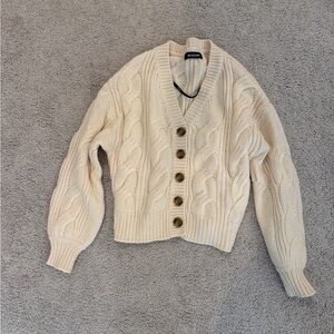 NAADAM Cream Cable Knit Cardigan